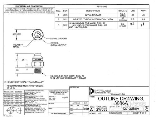 美国Dytran 3086A3冲击型加速度传感器产品说明书